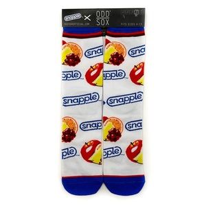Odd Sox Snapple Fruit Drink Crew Socks Mens Gift Funny Novelty White Blue